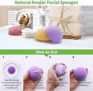 Éponges nettoyantes pour le visage en konjac bio, style tendance, entièrement naturelles, pour le corps et le visage, démaquillant, emballage personnalisé avec logo - Product Image 3