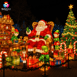 Lanterne géante de Noël extérieure en soie avec affichage du Père Noël, sculpture lumineuse animée de rennes et pingouins à LED <span class=keywords><strong>pour</strong></span> <span class=keywords><strong>parc</strong></span> à thème - Product Image 2