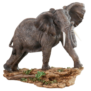Scultura di <span class=keywords><strong>Elefante</strong></span> in Resina Dipinta a Mano con Base Naturalistica, Statuetta Animale da Scrivania per Arredamento Casa e Ufficio - Product Image 5