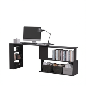 Bureau d'ordinateur avec étagère, surface en bois, mobilier de bureau à domicile D0100HP39SV - Product Image 1