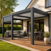 MEIXIN ORLANDO Villa moderne de luxe, extérieur motorisé, bioclimatique, aluminium, verre trempé, patio, gazebo extérieur à persiennes