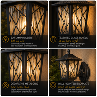 Lanterne murale extérieure traditionnelle avec cadre en treillis diamanté pour l'éclairage des jardins de villas