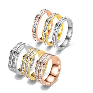 Stainless Steel Women's Trendy Wedding <b>Ring</b> <b>Set</b> Industrial Design Geometric Shape Rose <b>Gold</b> Plated Daily Wear Tryme - Product Image 1