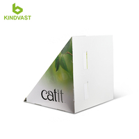 Support de flûte en E ondulé en carton personnalisé pour table de présentation de magasin de vente au détail comptoir de présentation de produits alimentaires pour chats