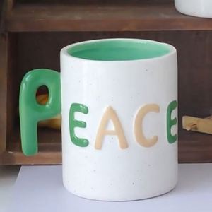 Tazze da <span class=keywords><strong>Caffè</strong></span> in Ceramica con <span class=keywords><strong>Lettere</strong></span> in Rilievo, Nuove e Colorate, Logo Personalizzato, Grandi Tazze in Porcellana Dipinte a Mano per Latte e Tè - Product Image 5