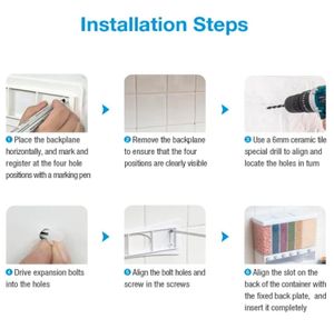 Boîte de rangement pour pain à 4 compartiments, avec perles parfumées, murale, pour aliments secs, organisation de cuisine, distributeur de riz, tasses doseuses, en PP - Product Image 5