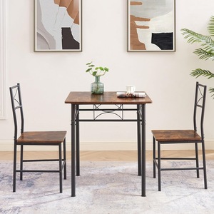Simple retro <b>brown</b> back dining chair set, small apartment dining <b>table</b> and chair set, home dining room furniture combination - Product Image 1