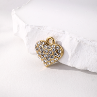Pendentif en or jaune 18 carats en acier inoxydable résistant à l'eau avec diamant, breloque disque cœur en diamant magnifique