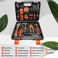 Ensemble d'outils ménagers de 28 pièces avec pinces multifonctions, marteau à griffes, clé à molette réglable, niveau à bulle, ruban à mesurer de 3 m, étui