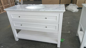 Meuble de salle de bain d'exportation original avec lavabo 1,2 m, style campagnard américain, sur pied, petite taille, vente spéciale déstockage, blanc - Product Image 2