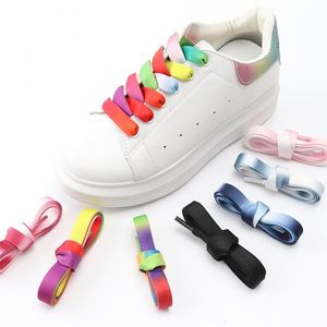 Vente en gros de lacets de chaussures de sport tendance, lacets plats colorés arc-en-ciel, lacets de course de 1,2 cm de large - Product Image 2