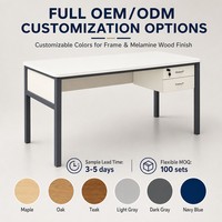 Bureau d'enseignant moderne convertible sur mesure avec cadre métallique et plateau en bois, table d'ordinateur de bureau avec tiroir pour salle de classe scolaire, durée de vie 3-5 ans