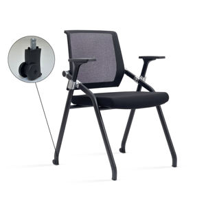 Chaise en maille empilable moderne pliable à mi-dossier avec accoudoir fixe pour salles de formation de réunion d'étudiants - Product Image 1