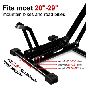 JH-Mech-Estante vertical moderno negro para bicicletas, soporte de estacionamiento para ruedas de bicicleta, estante de almacenamiento de metal de profundidad ajustable para bicicletas - Product Image 2