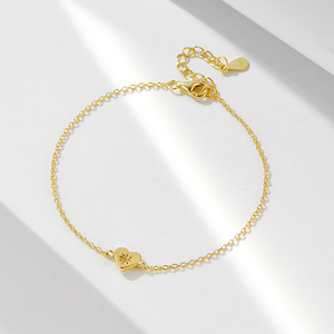 Bracelet en argent sterling S925 en forme de cœur pour femme, bracelet en argent avec pendentif en forme de cœur - Product Image 2