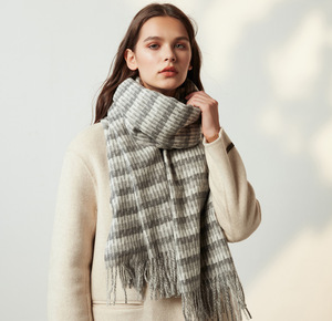 De Lujo nuevo invierno de Cachemira mezcla bufanda de rayas de pata de <span class=keywords><strong>gallo</strong></span> diseño mantón caliente para las mujeres elegante venta al por mayor - Product Image 5