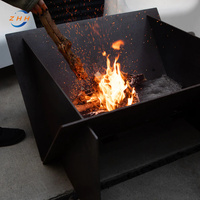 Rangement, cheminée, brûleurs à bois et foyer en acier Corten