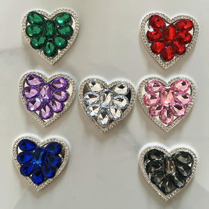 奢华设计师DIY心形钻石水晶合金大尺寸心形饰物垃圾箱鞋装饰平背配件 - Product Image 1