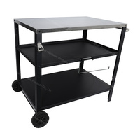 Chariot de barbecue extérieur - Table de barbecue avec roues et poignées latérales, design multifonctionnel