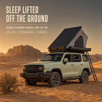 Tente de toit rigide en aluminium triangulaire 125cm 145cm 5cm avec matelas, pliable automatiquement, imperméable, coupe-vent, pour SUV 4x4 et camping Overland