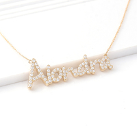 Collier personnalisé avec nom en diamant 10k, pendentif en or, momanite, cadeaux personnalisés