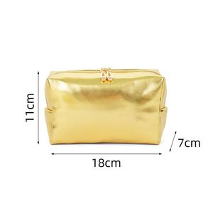 Sac de maquillage en cuir PU or et argent de luxe, avec organisateur de cosmétiques élégant et pratique, imperméable, pour les voyages et l'usage quotidien - Product Image 3
