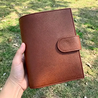 Protège-cahier en cuir végétalien A5 B5, organiseur A5 personnalisé de luxe, classeur à 6 anneaux dorés, portefeuille classeur A6 rose
