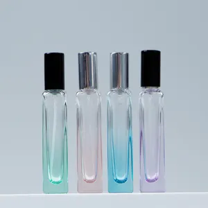Botol kaca parfum parfum, botol penyemprot bentuk persegi 10ml dengan penyemprot