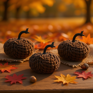 Adornos de calabaza de chenilla, 4.8x4.8x4.8 H, marrón oscuro, juego de 3, decoración para festivales de cosecha, otoño y Acción de Gracias - Product Image 2