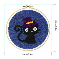 Kit d'aiguille de poinçon de chat noir bricolage Kit de broderie Kit d'aiguille artisanat passe-temps peinture suspendue pour cadeau