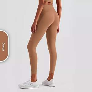 Vente en gros de leggings de yoga taille haute en nylon et élasthanne mélangés de haute qualité, sans couture sur le devant, pantalons de yoga - Product Image 3