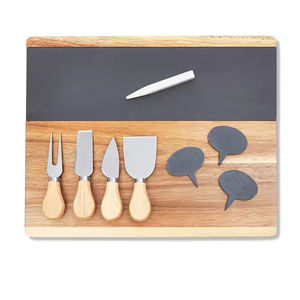 Plato de pizza Pizarra negra creativa con madera de acacia Comida occidental Platos de cocina japonesa 23,5x15cm Bandeja para servir Plato de pizarra - Product Image 5