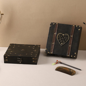 Caja de Almacenamiento de Madera Vintage de Estilo Místico, Diseño de Corazón, con Cerradura, para Joyas, Documentos, Decorativa, para el Hogar u Oficina, Caja de Regalo - Product Image 4