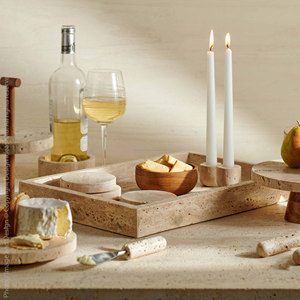 Plateau en <span class=keywords><strong>travertin</strong></span> beige naturel au design moderne Plateau en <span class=keywords><strong>travertin</strong></span> de rangement pour salle de bain et salon Décoration intérieure Plateau de <span class=keywords><strong>douche</strong></span> - Product Image 4