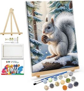 SONGWOOART Kit de <span class=keywords><strong>Peinture</strong></span> par Numéros Sans Cadre sur Toile, Motif Écureuil, Décoration Murale, avec Pinceaux - Product Image 1