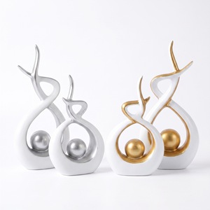 Dropshipping Shopify : Paire de sculptures modernes abstraites en résine effet flamme, décoration de luxe pour salon et meuble TV - Product Image 1
