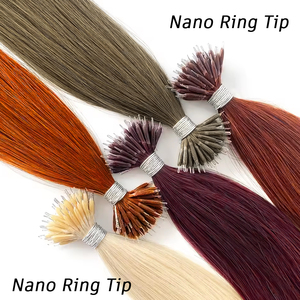 100 hebras Nano anillos Micro enlaces extensiones de cabello humano Rubio Natural Micro Bead Loop Pre Bonded Remy cabello liso europeo - Product Image 4