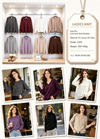 Ensemble 2 pièces pour femmes : Cardigan col rond et pantalon décontracté en maille anti-plis, 70% viscose 30% nylon, maille 12GG