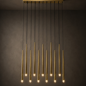Lampe suspendue linéaire moderne simple, plusieurs finitions, structure en laiton, lustre pour éclairage d'ambiance domestique - Product Image 2