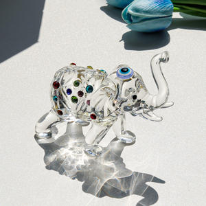 Figurines d'éléphant en cristal, sculpture animale en verre, figurines de collection, décoration de table porte-bonheur, ornements de décoration intérieure - Product Image 4
