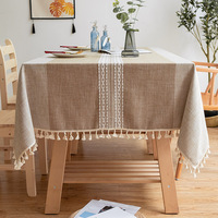 Nappes de table rectangulaires en polyester tissé, personnalisables, avec pompons, plusieurs tailles, pour événements et fêtes