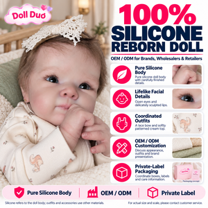 Poupée Duo Personnalisée 18 Pouces Corps Entier en Silicone Reborn, Jouet Doux Éducatif avec Nœud en Dentelle Blanche, Yeux Ouverts, Cadeau de Noël pour Enfants - Product Image 1
