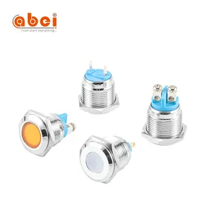 ABEI Wired Waterproof IP67 IP65 6mm 8mm 10mm 12mm 16mm 19mm 22mm 25mm Metal Led Indicator Lamp Light