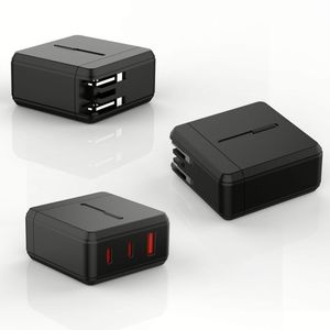 US <b>Plug</b> 65W Foldable GaN Charger Multi Functional Dual USB <b>C</b> Travel <b>Adapter</b> QC3.0 2C+A Charging Block - Product Image 4
