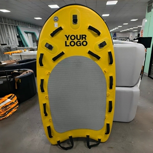 Planche de sauvetage gonflable portable avec système de fixation Bungee, rail renforcé et logo personnalisé OEM pour le sauvetage aquatique - Product Image 1