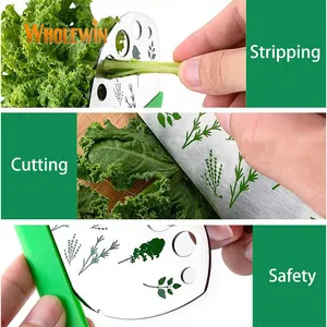 Stainless Steel Kitchen Herb Spice Tools 9-Hole Leaf Stripping Razor Metal Peeler For Looseleaf Kale And Herbs