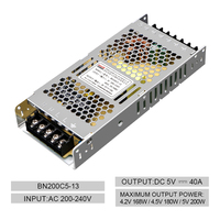 Alimentation LED Bina 200W 5V pour vitrine d'affichage LED, type mince, transformateur SMPS avec CE RoHS, prête à être expédiée directement
