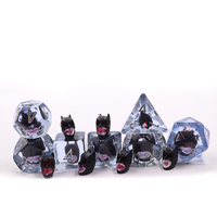 Nouvel ensemble de 7 dés DND en résine à bords doux, noirs et transparents, pour Dungeons and Dragons, vente en gros