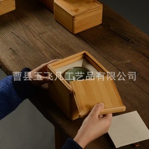 Caja de almacenamiento de bambú cuadrada hecha a mano para artículos de té, regalo, artesanía - Product Image 4