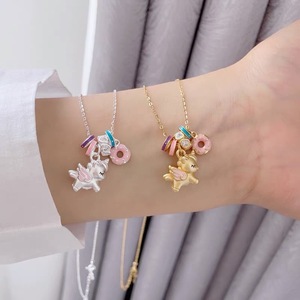 S925 Sterling <b>Silver</b> Unicorn Pendant Necklace With Enamel <b>Charms</b> For Women Gift Chain 405cm Cartoon Animal Zodiac Style - Product Image 4